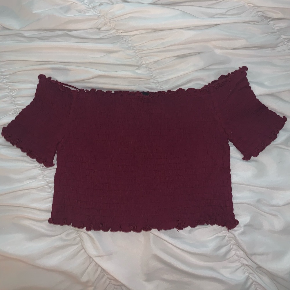 Off the shoulder smocked top